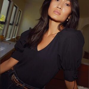 Nation LTD Black Puff Sleeve Top